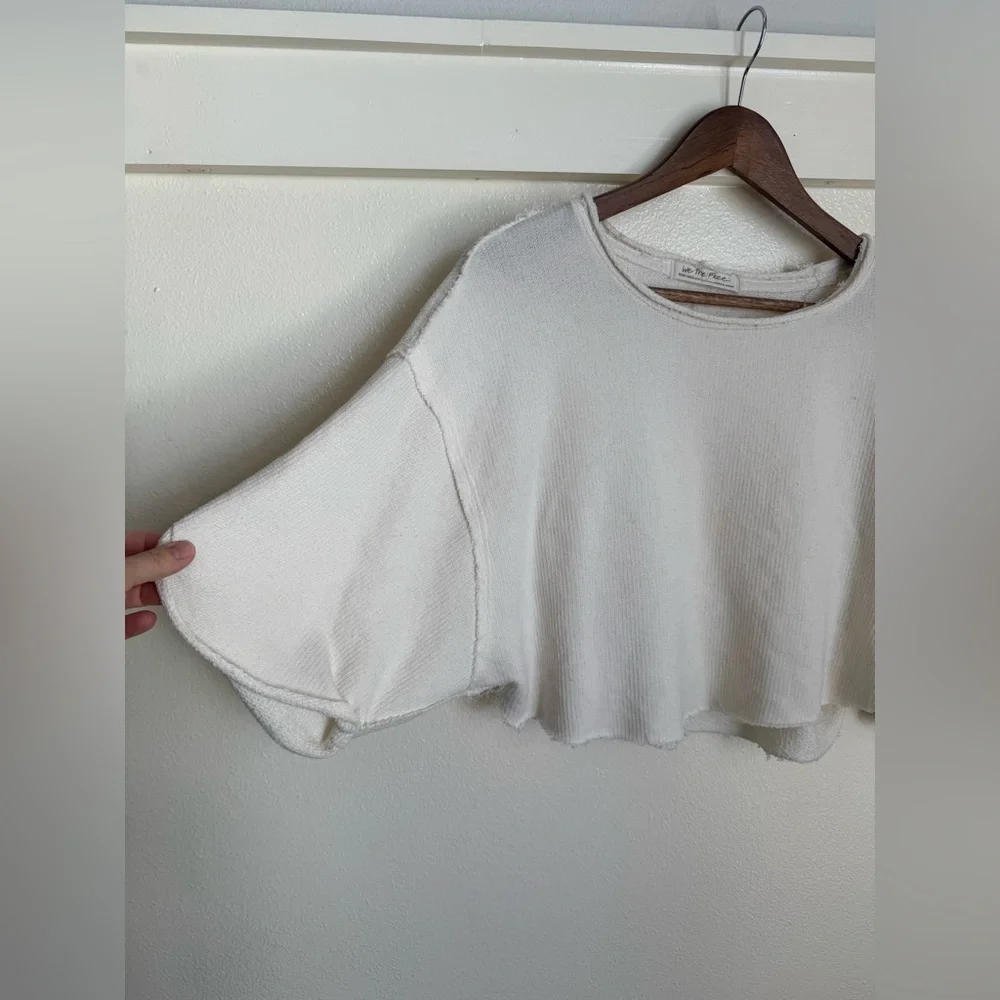 We The Free by Free People Cropped Oversized Raw Hem Sweater XS – Ivory Cream - Picture 5 of 10